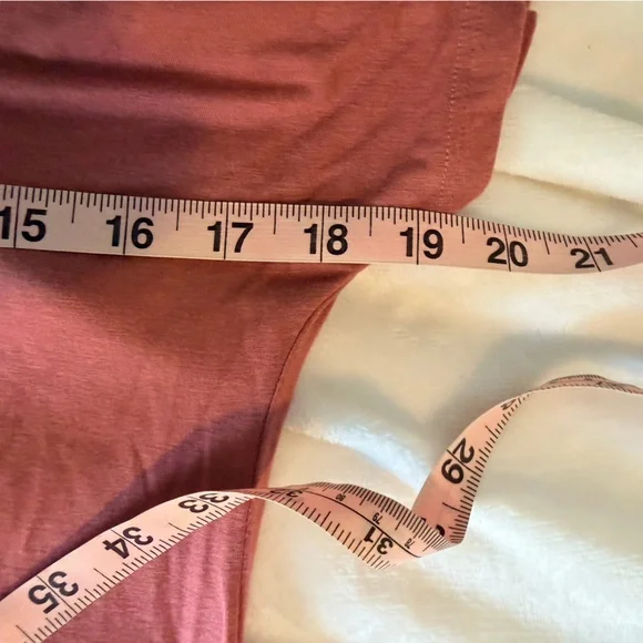 Jolie Dusty Rose Maxi T-Shirt Dress V-Neck Side Slit Made in USA Midi Dress - Picture 7 of 9